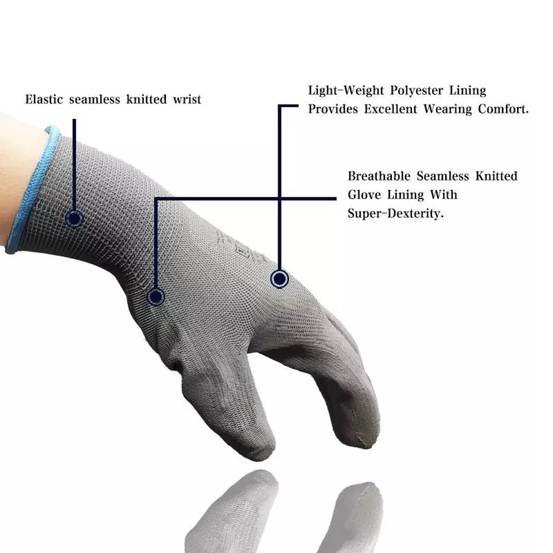 Safety Work Gloves Supplier - 13G PU Coated Anti-Static CE Approved