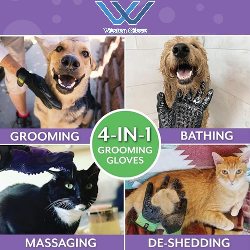 Pet Hair Remover Mitts Supplier - Gentle Deshedding Bathing Massaging