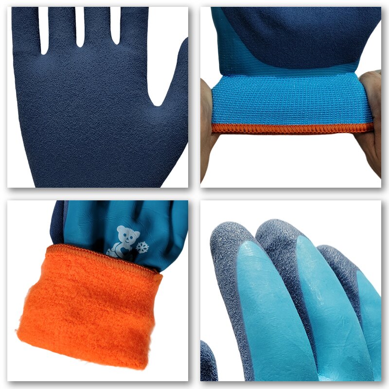 Winter Work Gloves Manufacturer - Terry Warm Double Sandy Latex Dip Custom
