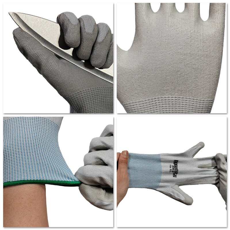 Industrial Safety Gloves Supplier - 18G PU Coated Cut Resistant Level 5