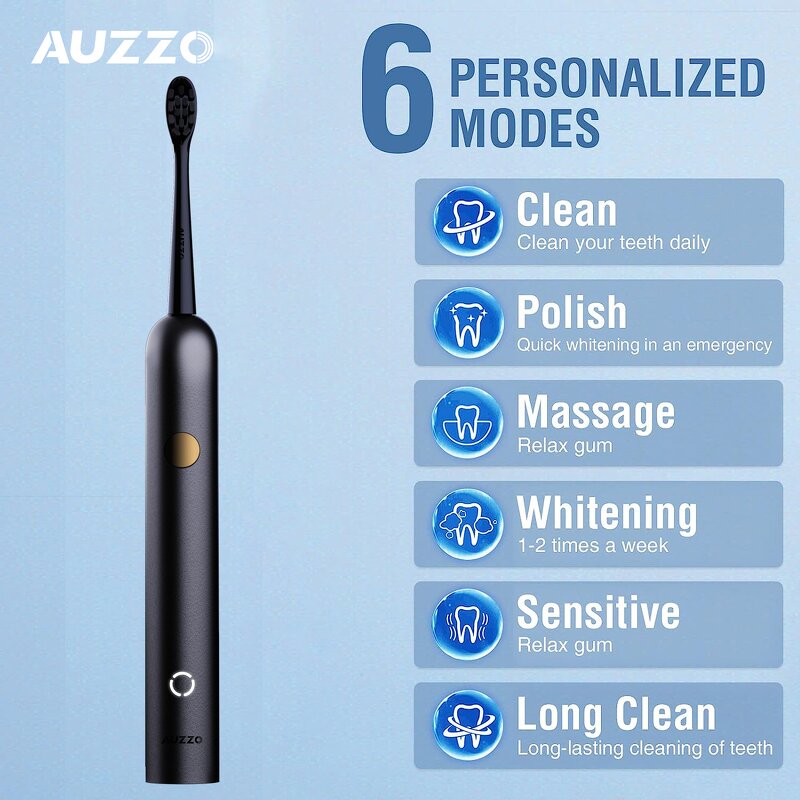 Electric Toothbrush Manufacturer - OEM Custom Black IPX7 Smart Sonic Soft Bristles