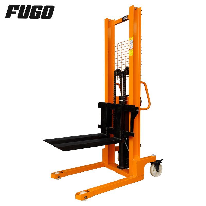 Manual Hydraulic Stacker Factory - 1ton 2 Ton Adjustable Forks Aluminium