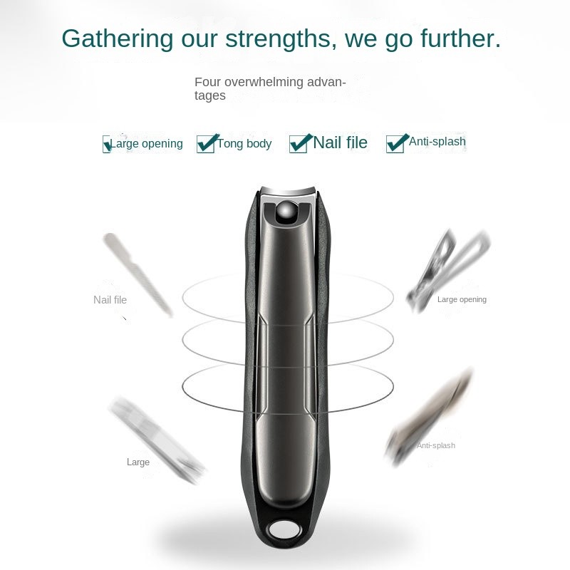 Portable Stainless Steel Nail Clipper Anti-Splash Design Family-Specialized Large Single Nail Clipper Thick Beauty Tool