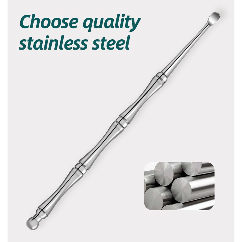 Single Ear Scoop with Stainless Steel Spiral Spring Double-Ended Earpick Design for Ear Cleaning Beauty & Personal Care Tool