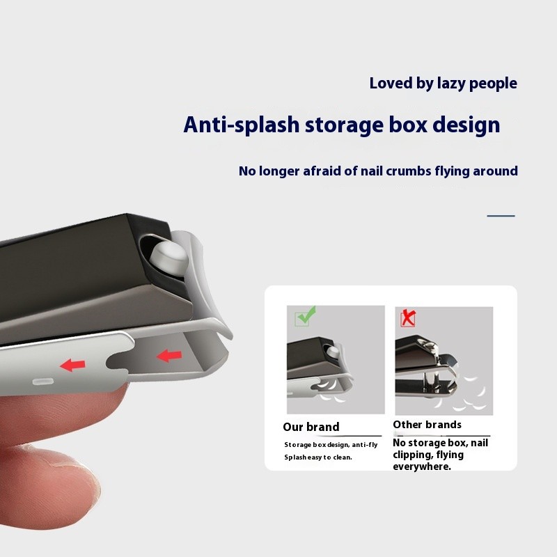 Large Anti-Splash Stainless Steel Oblique Nail Clippers Set Single Logo Cuticle Cutting Tools for Fingers