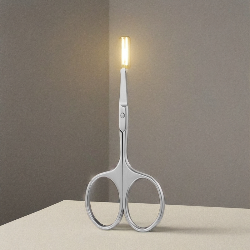 Small Rounded Curved Blades Straight Type Manicure Scissors Stainless Steel Safety Features for Beauty & Nose Hair Care