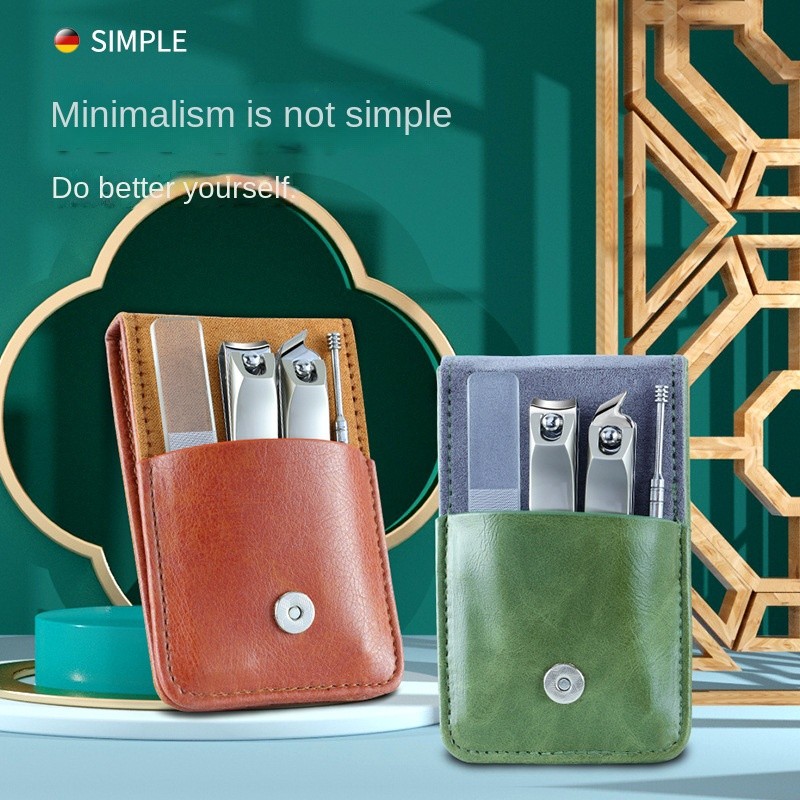 4-Piece Home Use High-Grade Stainless Steel Nail Clippers Folding Trim Finger Nails and Ear Digging Tool for Beauty