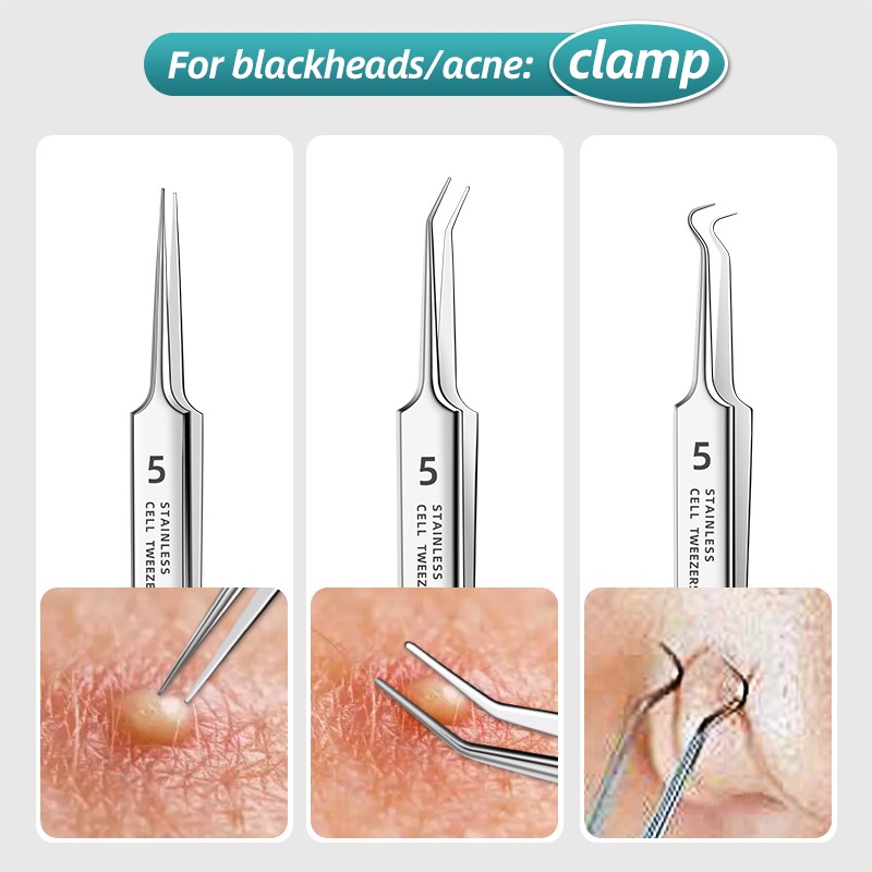 Handheld Stainless Steel Beauty Tool Kit for Facial Care Blackhead & Pimple Acne Extractor Optimal for Eye Use