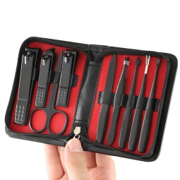 9-Piece Custom Logo Manicure & Pedicure Tool Set Stainless Steel Minimum Order 5pcs with Gift Suit Box