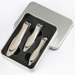 High-End Customizable Logo Home Use Anti-Splash Nail Scissors Set Three-Piece Single Oblique Nail Clippers Made Stainless Beauty