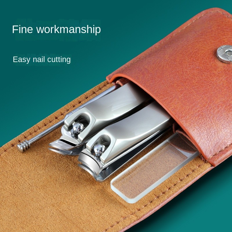 4-Piece Home Use High-Grade Stainless Steel Nail Clippers Folding Trim Finger Nails and Ear Digging Tool for Beauty