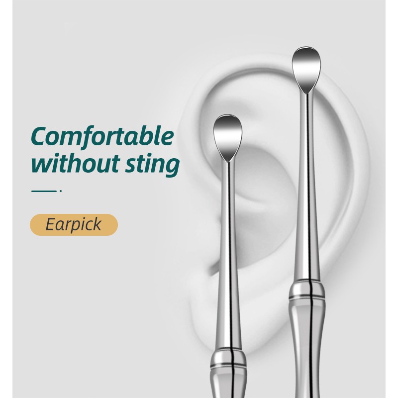 Single Ear Scoop with Stainless Steel Spiral Spring Double-Ended Earpick Design for Ear Cleaning Beauty & Personal Care Tool