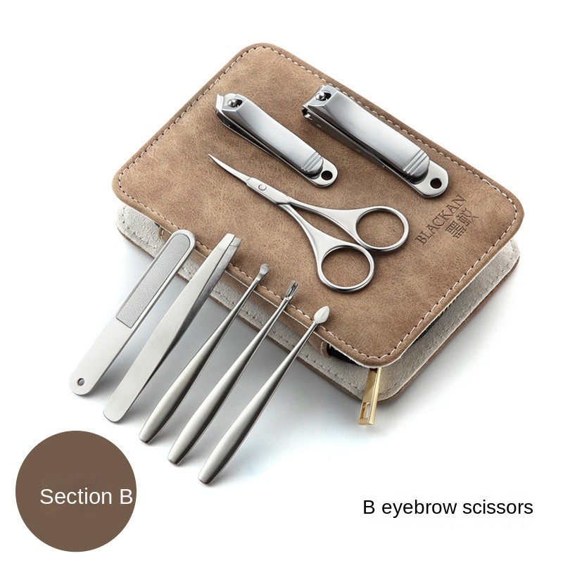 Factory Direct 8-Piece High-End Manicure Pedicure Set Stainless Steel Nail Clippers Chickennose Pliers Custom Logo Pedicure Box