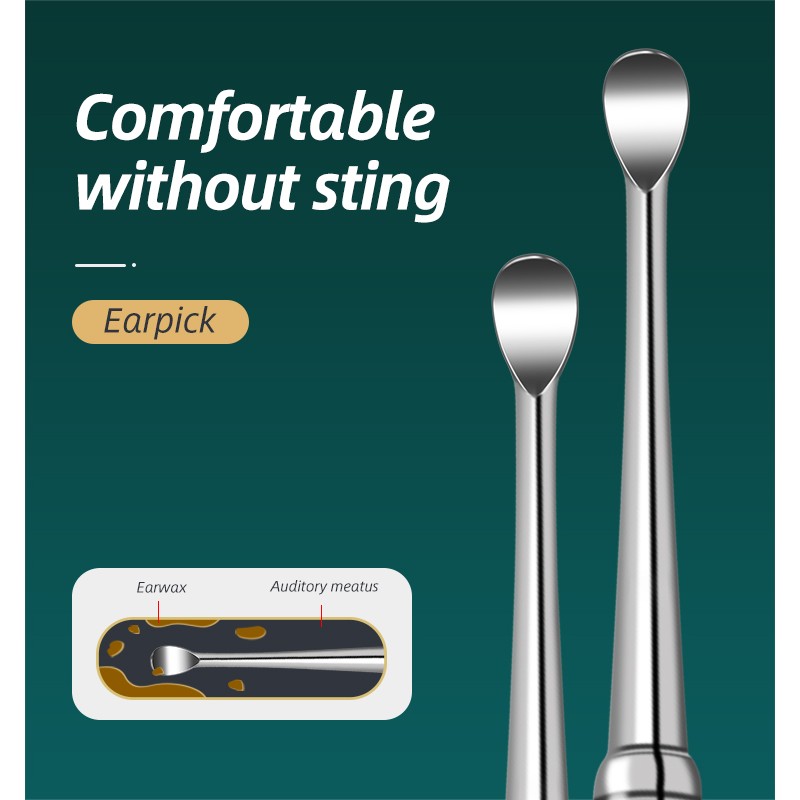 Single Ear Scoop with Stainless Steel Spiral Spring Double-Ended Earpick Design for Ear Cleaning Beauty & Personal Care Tool