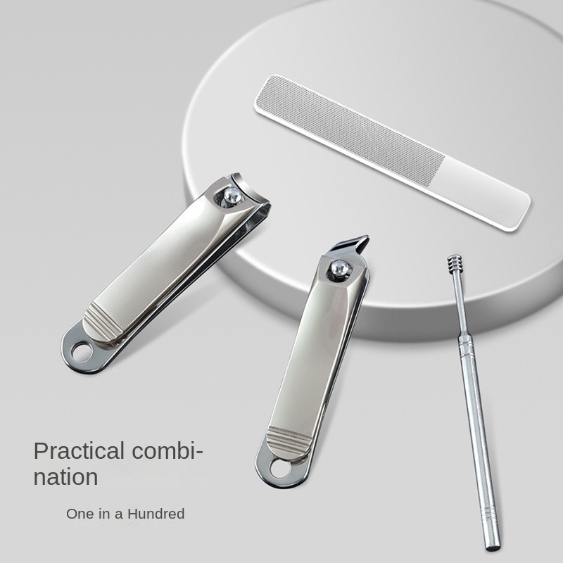 4-Piece Home Use High-Grade Stainless Steel Nail Clippers Folding Trim Finger Nails and Ear Digging Tool for Beauty