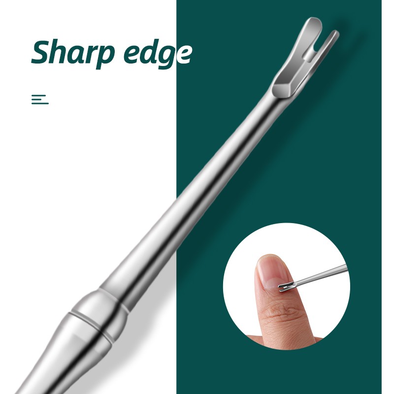Stainless Steel Dead Skin Push Tool Bamboo Grain Eye Use Nail Tool Kit featuring Nail Edge Shovel Horny Fork Nail Edge Shovel