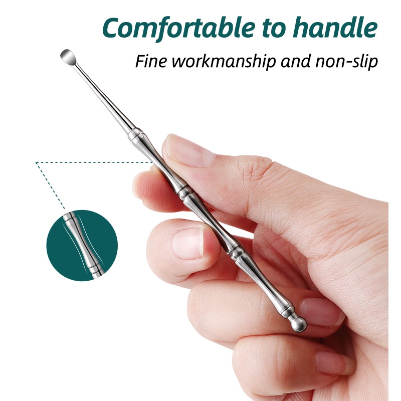 Single Ear Scoop with Stainless Steel Spiral Spring Double-Ended Earpick Design for Ear Cleaning Beauty & Personal Care Tool