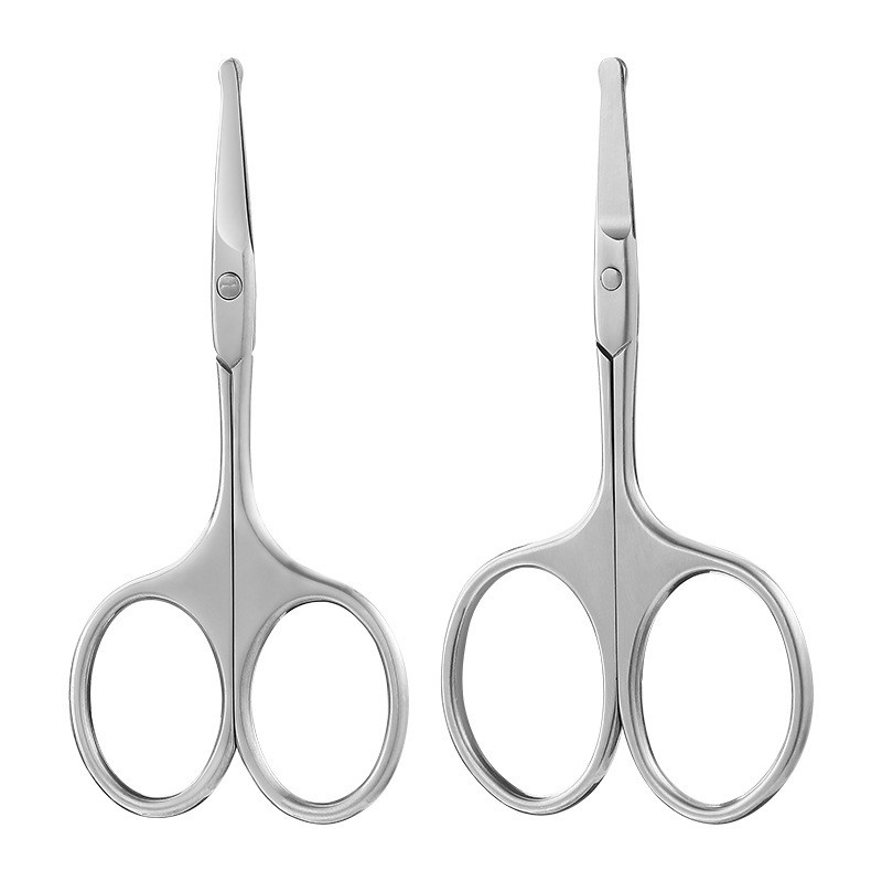 Small Rounded Curved Blades Straight Type Manicure Scissors Stainless Steel Safety Features for Beauty & Nose Hair Care