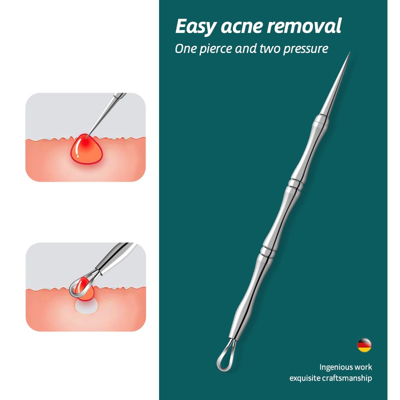Super-Pointed Double-Head Stainless Steel Acne Needle Closed Blackhead Pick Tool for Face Acne Treatment Black Color