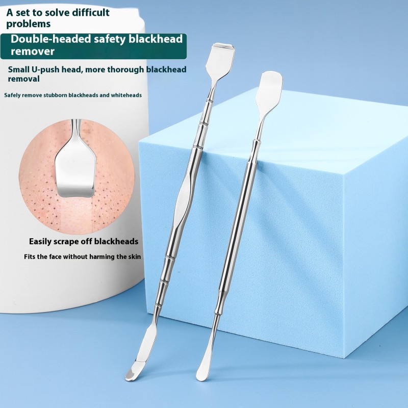Special Artifact Double-Headed Manual Blackhead Scraper Nose Pore Cleaning Makeup Tool for Acne Scavenging Black Color
