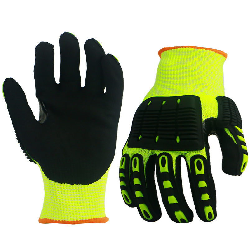 Cut Resistant Safety Gloves Supplier - TPR Impact Sandy Nitrile Palm Coated