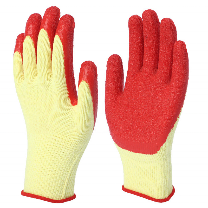 Reusable Work Gloves Manufacturer - Cotton Lining Latex Crinkle Coated Knit Wrist