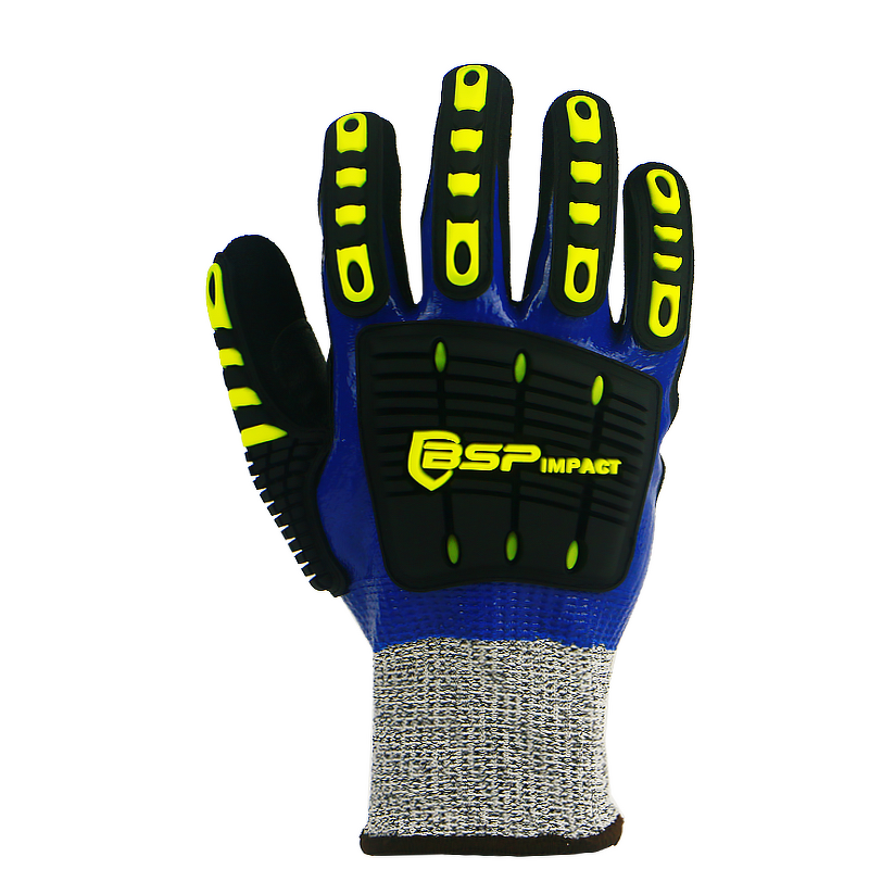 Cut Resistant Safety Gloves Supplier - TPR Impact Sandy Nitrile Palm Coated