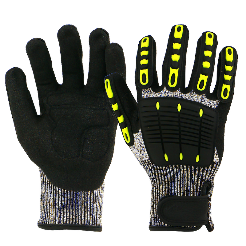 Cut Resistant High Impact Gloves Manufacturer - EN388 TPR Sandy Nitrile Coated