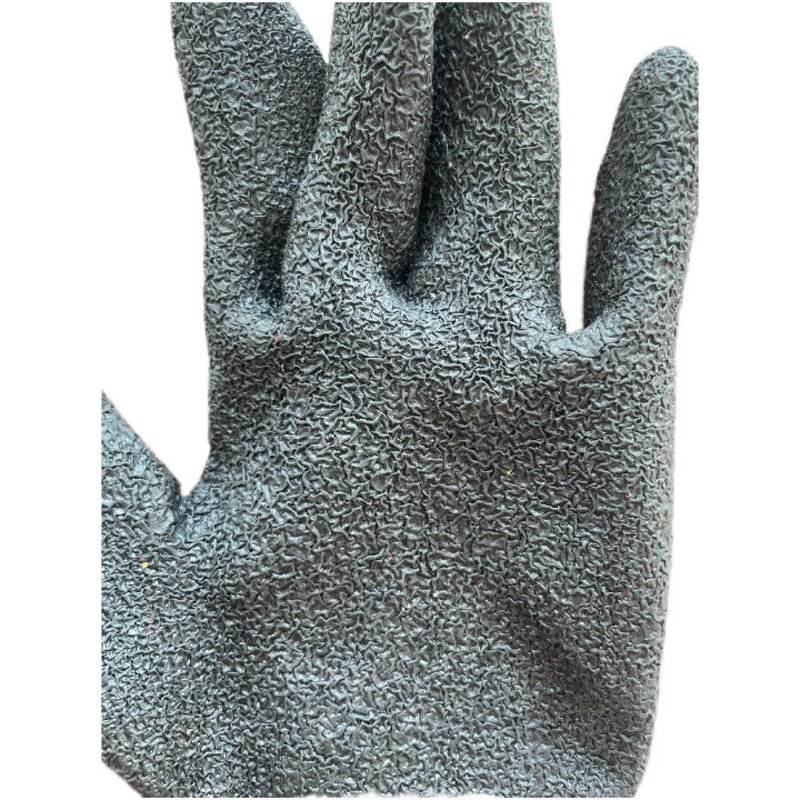 Reusable Work Gloves Manufacturer - Cotton Lining Latex Crinkle Coated Knit Wrist