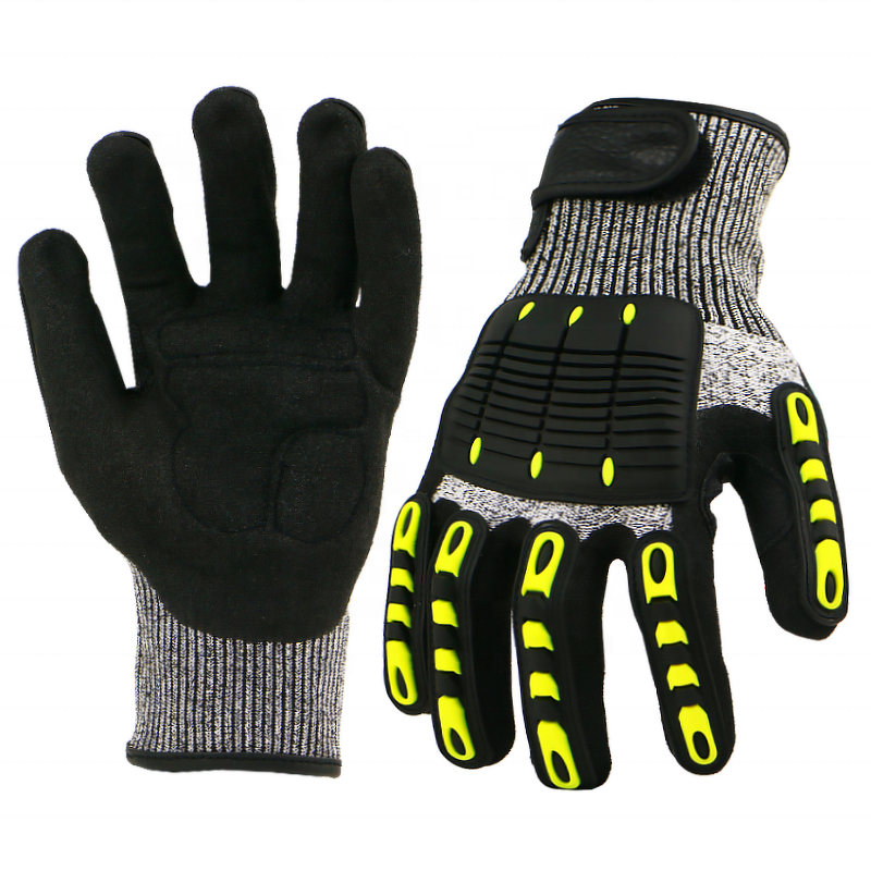 Cut Resistant Safety Gloves Supplier - TPR Impact Sandy Nitrile Palm Coated