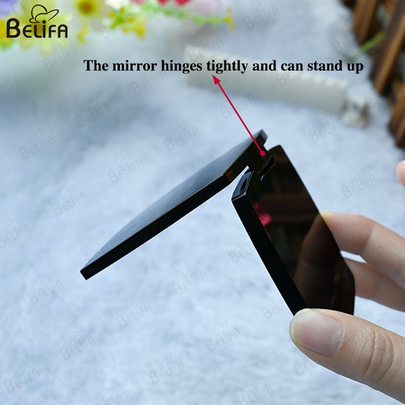 Compact Mirror Manufacturer - OEM Custom Mini Black Foldable Square Pocket
