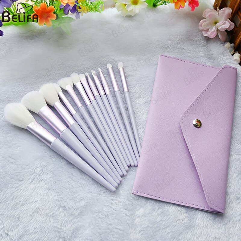 Makeup Brush Set Manufacturer - OEM/ODM High Quality Vegan 12pcs Blue Powder