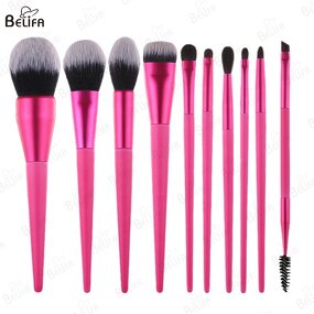 Makeup Brush Set Manufacturer - OEM Custom 10 PCS Pink Cosmetic Brush Kit