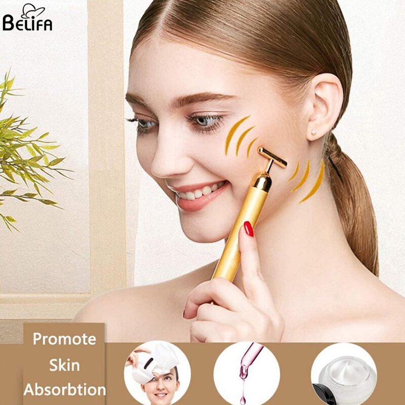 Facial Massager Manufacturer - Wholesale Custom T Shape 24k Golden Electric