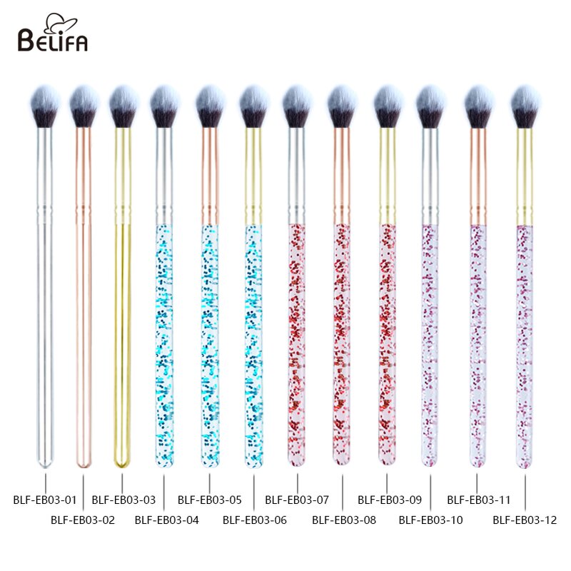 Tapered Makeup Brush Manufacturer - OEM/ODM Pink Crystal Clear Handle Fluffy