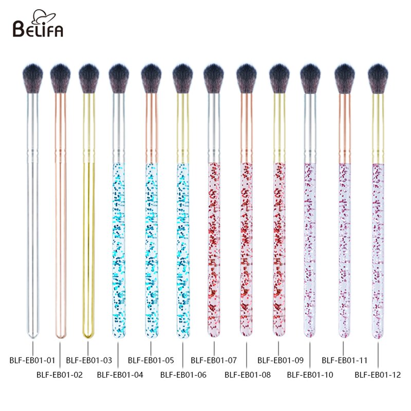 Tapered Makeup Brush Manufacturer - OEM/ODM Pink Crystal Clear Handle Fluffy