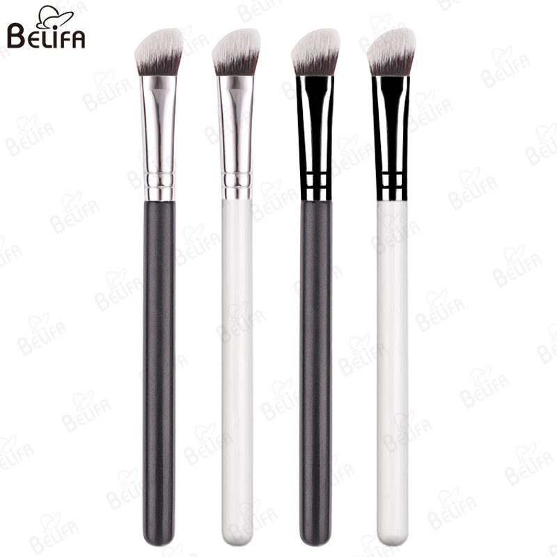 Concealer Brush Manufacturer - OEM Custom Black Wood Handle Angled Thin Brush