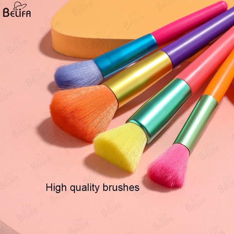 Makeup Brush Set Manufacturer - OEM Custom Shiny Holographic 15pcs Colorful Set