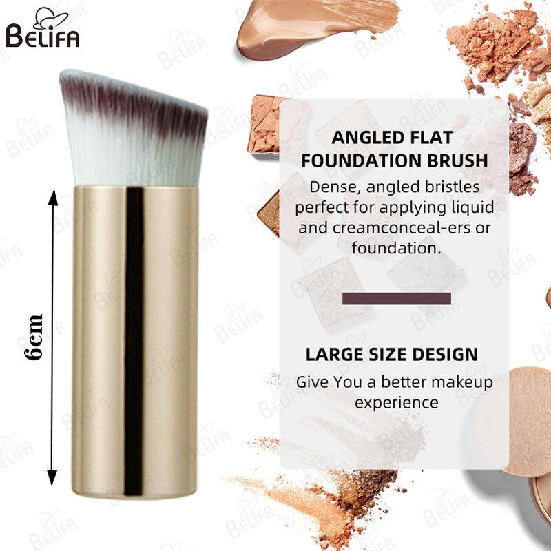 Foundation Brush Manufacturer - OEM/ODM Oblique Head Metal Short Handle Mini