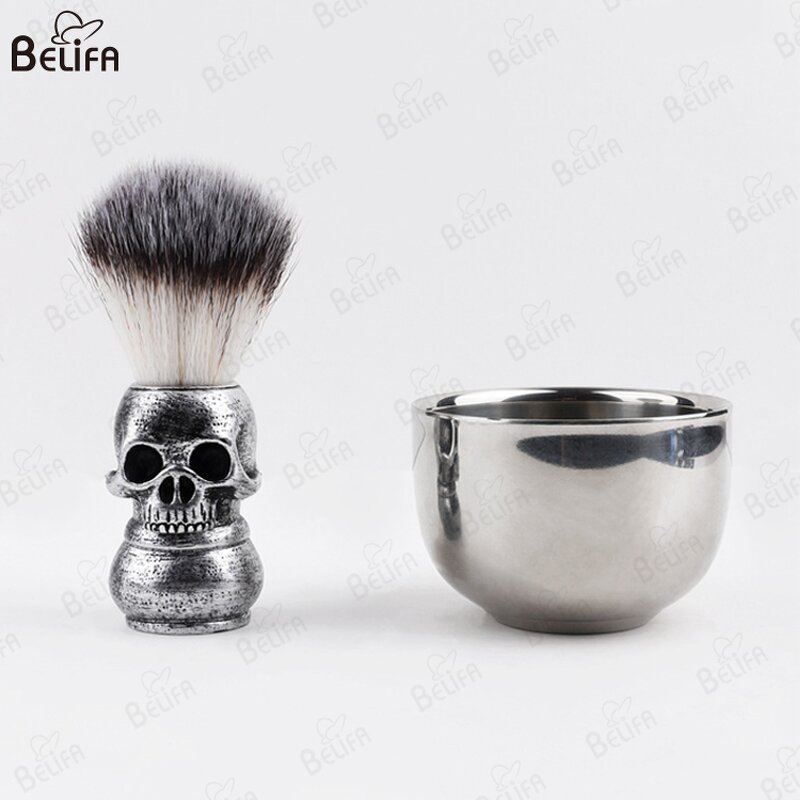 Shaving Brush Manufacturer - OEM/ODM Vintage Facial Clean 3D Skull with Bowl