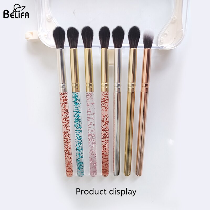 Tapered Makeup Brush Manufacturer - OEM/ODM Pink Crystal Clear Handle Fluffy