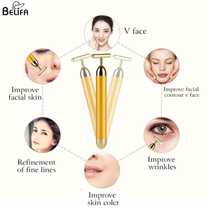 Facial Massager Manufacturer - Wholesale Custom T Shape 24k Golden Electric