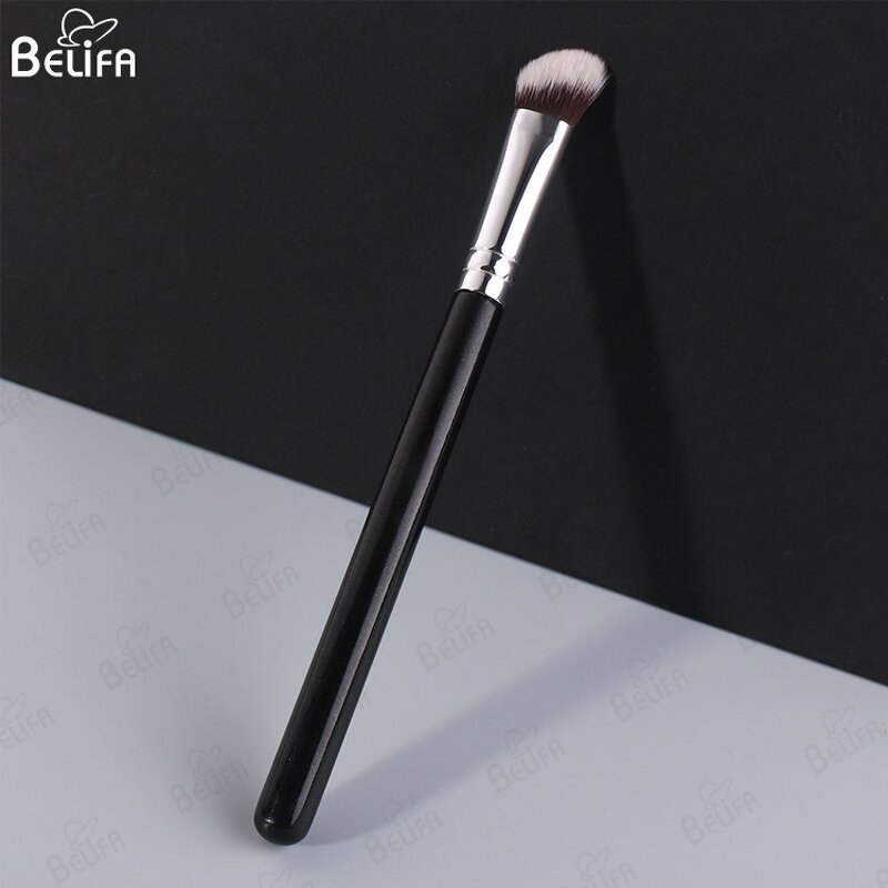 Concealer Brush Manufacturer - OEM Custom Black Wood Handle Angled Thin Brush