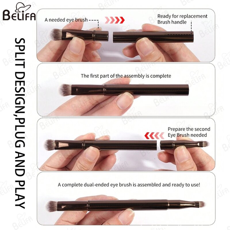 Eye Brush Set Manufacturer - OEM/ODM 6pcs Black Blending Blush Double-sided