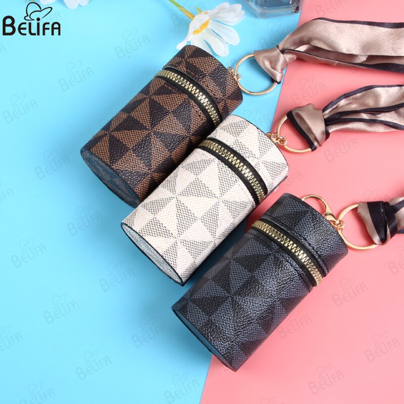 Lipstick Case Manufacturer - Wholesale Vintage Travel Mini PU Leather Keychain