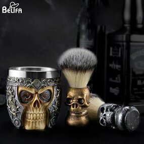 Shaving Brush Set Manufacturer - OEM/ODM New 2in1 Natural Solid Plastic Handle