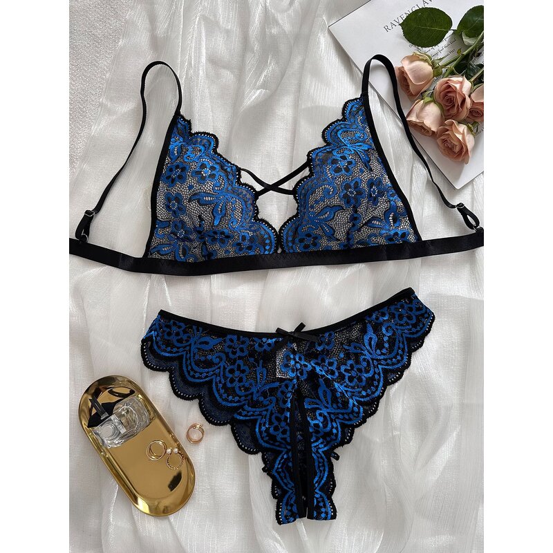 Vintage Lingerie Set Supplier - OEM Pink Floral Lace Lingerie