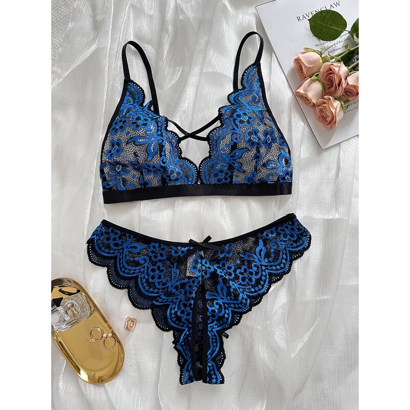 Vintage Lingerie Set Supplier - OEM Pink Floral Lace Lingerie