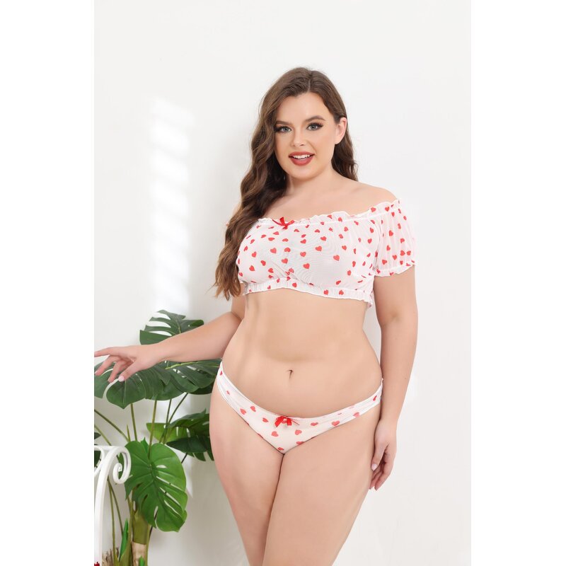 Heart Print Lingerie Factory - OEM Strappy Lingerie Sets