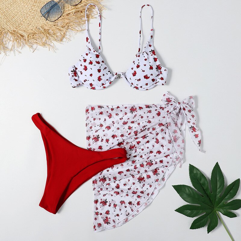 Printed Swimsuit Factory - OEM Three-Piece Bikini